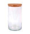 Tradineur - Bote redondo de cristal con tapa de corcho de bambú - Capacidad de 3,5 L - Tarro de almacenamiento para guardar café, galletas, legumbres, especias, etc. - Ø 14,5 x 25 cm