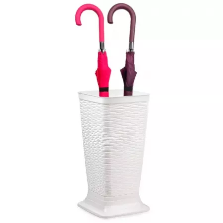 Paragüero plástico blanco resistente 51,5x24,5 cm práctico Paragüero plástico blanco resistente 51,5x24,5 cm práctico