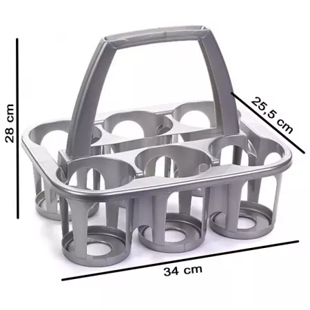 Portabotellas 6 Huecos 1,5L Resistente PP Sin BPA Gris Plata Portabotellas 6 Huecos 1,5L Resistente PP Sin BPA Gris Plata