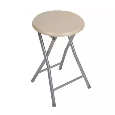 Taburete Plegable de Madera y Metal con Reposapiés 30x30x45 cm Taburete Plegable de Madera y Metal con Reposapiés 30x30x45 cm