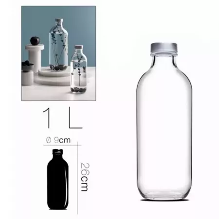 Botella de Vidrio 1L Antifugas para Agua y Zumos Fácil Uso Botella de Vidrio 1L Antifugas para Agua y Zumos Fácil Uso
