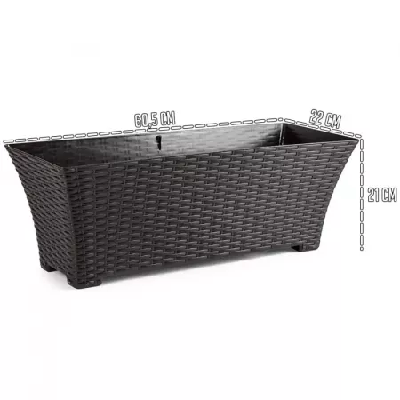 Jardinera Rattan Wengué 21x60,5x22 cm – Resistente y Elegante Jardinera Rattan Wengué 21x60,5x22 cm – Resistente y Elegante