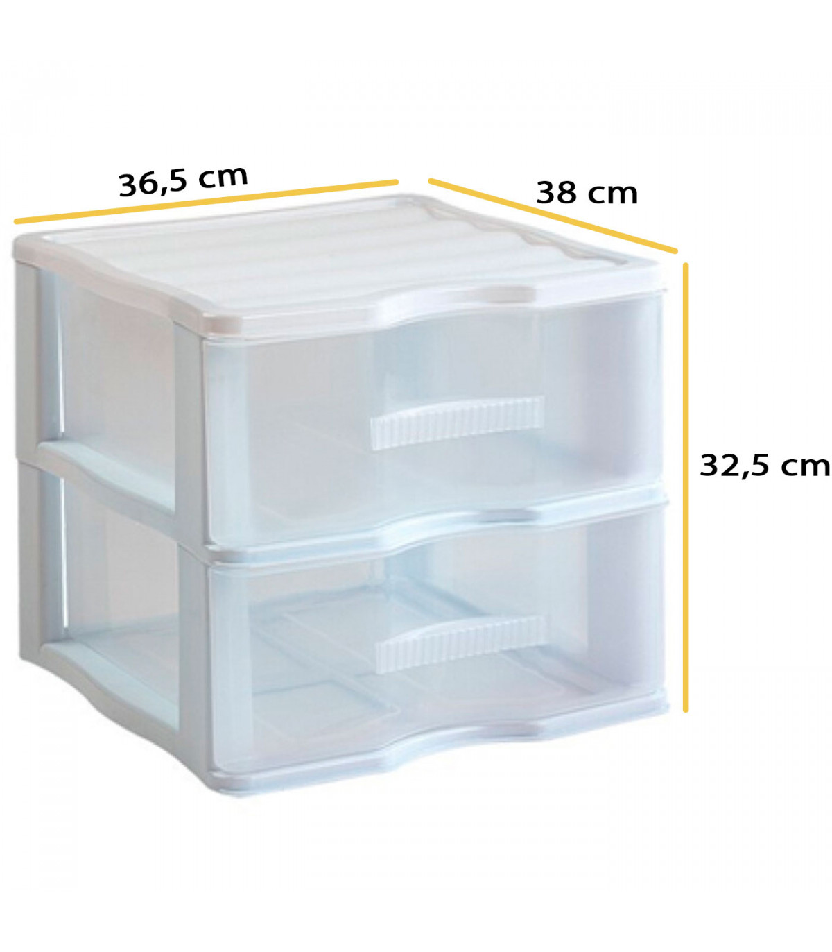 Cajonera Plástico Transparente Modular (2 cajones, 17 x 13 x 11 cm)