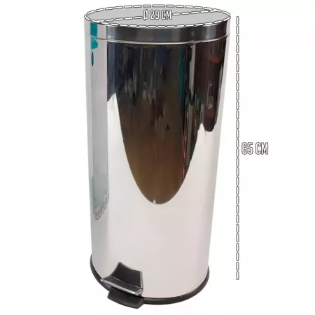Papelera acero inoxidable 30L con pedal y cubo extraíble cromado Papelera acero inoxidable 30L con pedal y cubo extraíble cromado