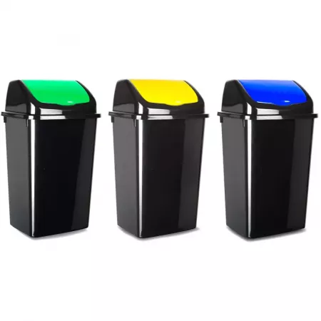 Papelera Reciclaje 50L 3 Compartimentos Resistente y Colorida Papelera Reciclaje 50L 3 Compartimentos Resistente y Colorida
