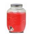 Tradineur - Tarro dispensador con grifo - Fabricado en Cristal Transparente - Capacidad de 8 Litros - Recipiente para servir agua, bebidas frías, refrescos - 31,3 x 20 cm - Modelo aleatorio