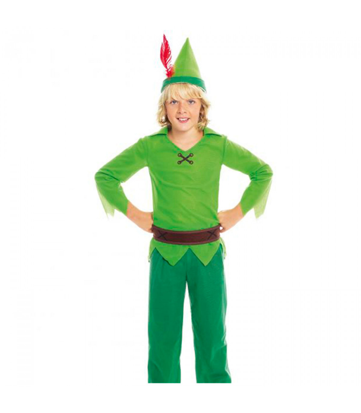 Kilómetros llamar Preludio Disfraz infantil de Peter Pan, fibra sintética, incluye gorro, camisa,  pantalón, cinturón y cubrebotas, carnaval, halloween, cos