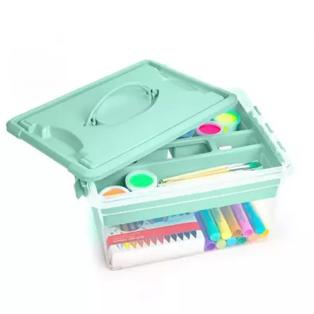 Caja Organizadora 12L con Bandeja, Plástico Resistente Pastel Caja Organizadora 12L con Bandeja, Plástico Resistente Pastel