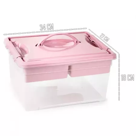 Caja Organizadora 12L con Bandeja, Plástico Resistente Pastel Caja Organizadora 12L con Bandeja, Plástico Resistente Pastel