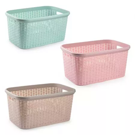 Cesta Portatodo 35L Resistente Estilo Mimbre con 2 Asas Cesta Portatodo 35L Resistente Estilo Mimbre con 2 Asas