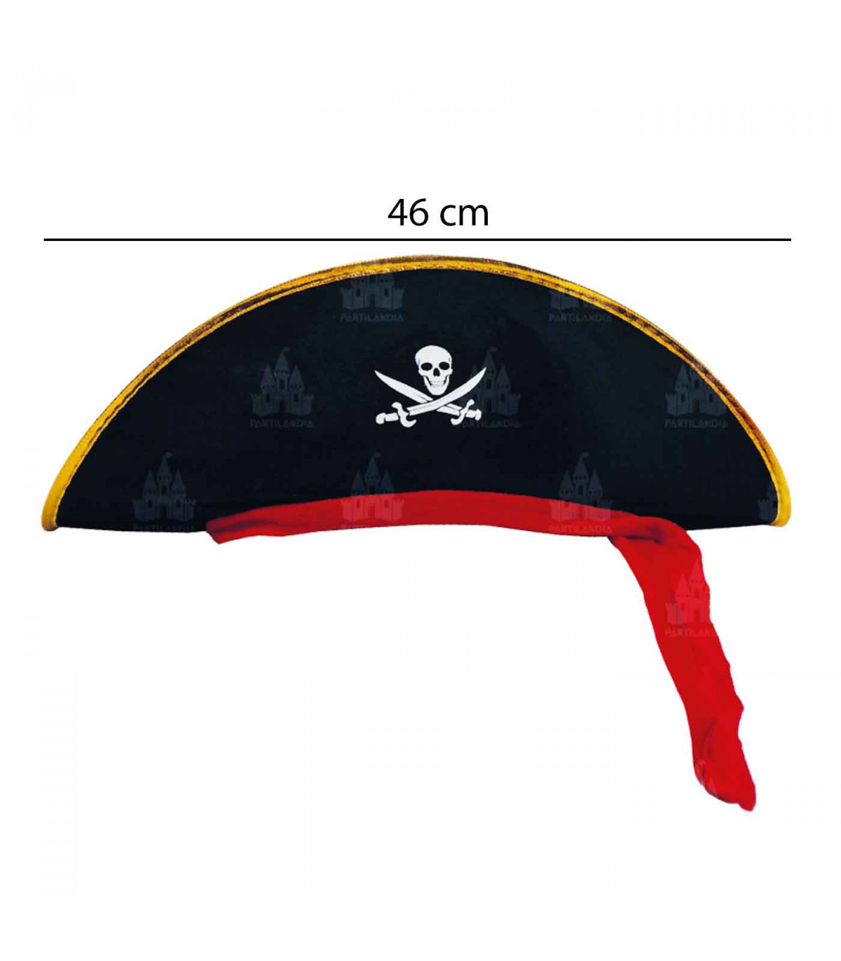 Sombrero pirata de terciopelo color negro para niños para carnaval,  halloween, fiestas y celebraciones. 17 x 46 x 12 cm
