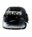 Casco de policía con visor color negro para niños para carnaval, halloween, fiestas y celebraciones. 12 x 20 x 22 cm