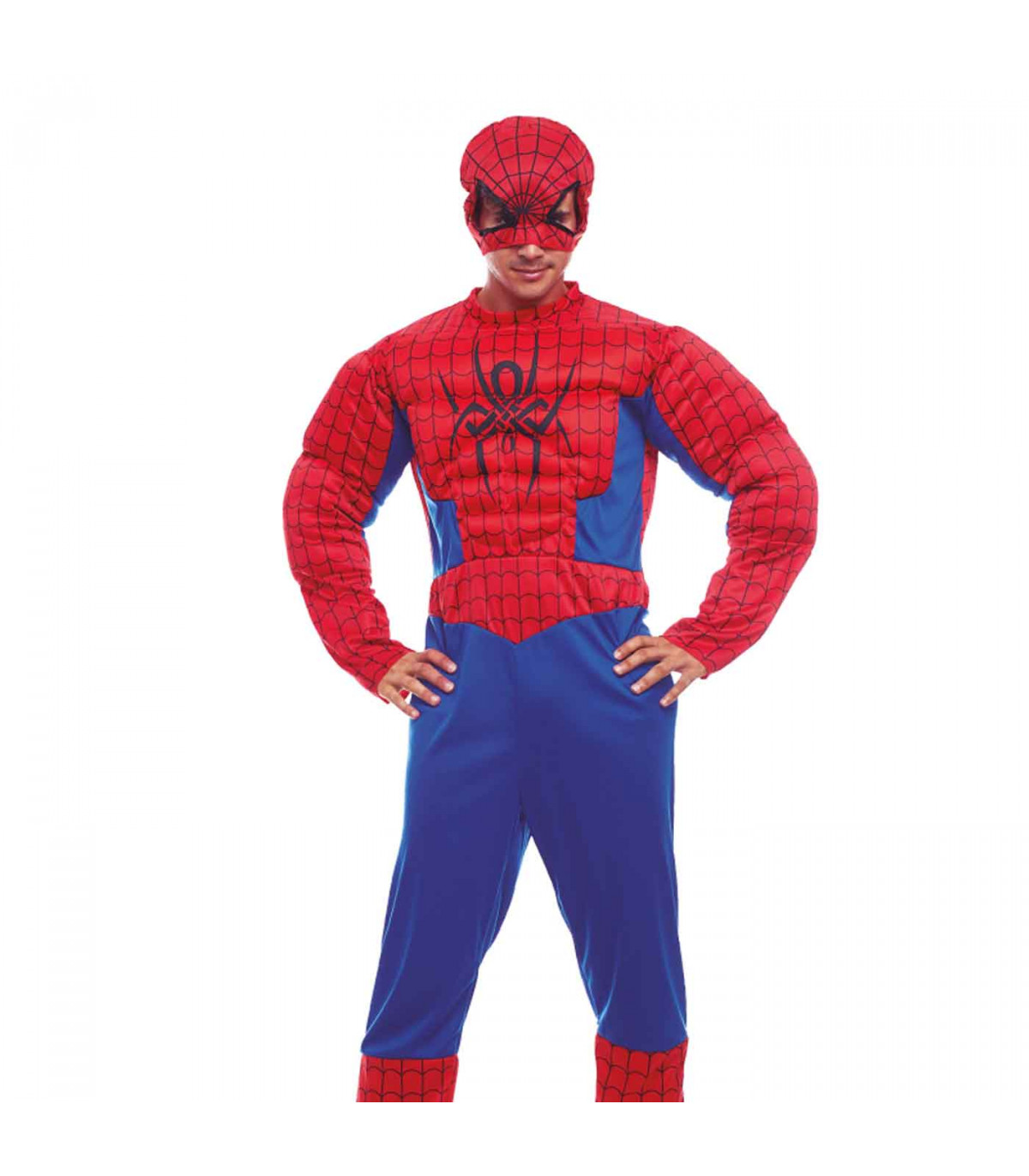 Disfraz Spider héroe, fibra sintética, incluye mono y mascará, accesorios  no incluidos, carnaval halloween, adulto, talla S