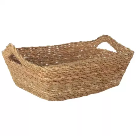 Cesta de mimbre artesanal con asas, resistente y versátil
