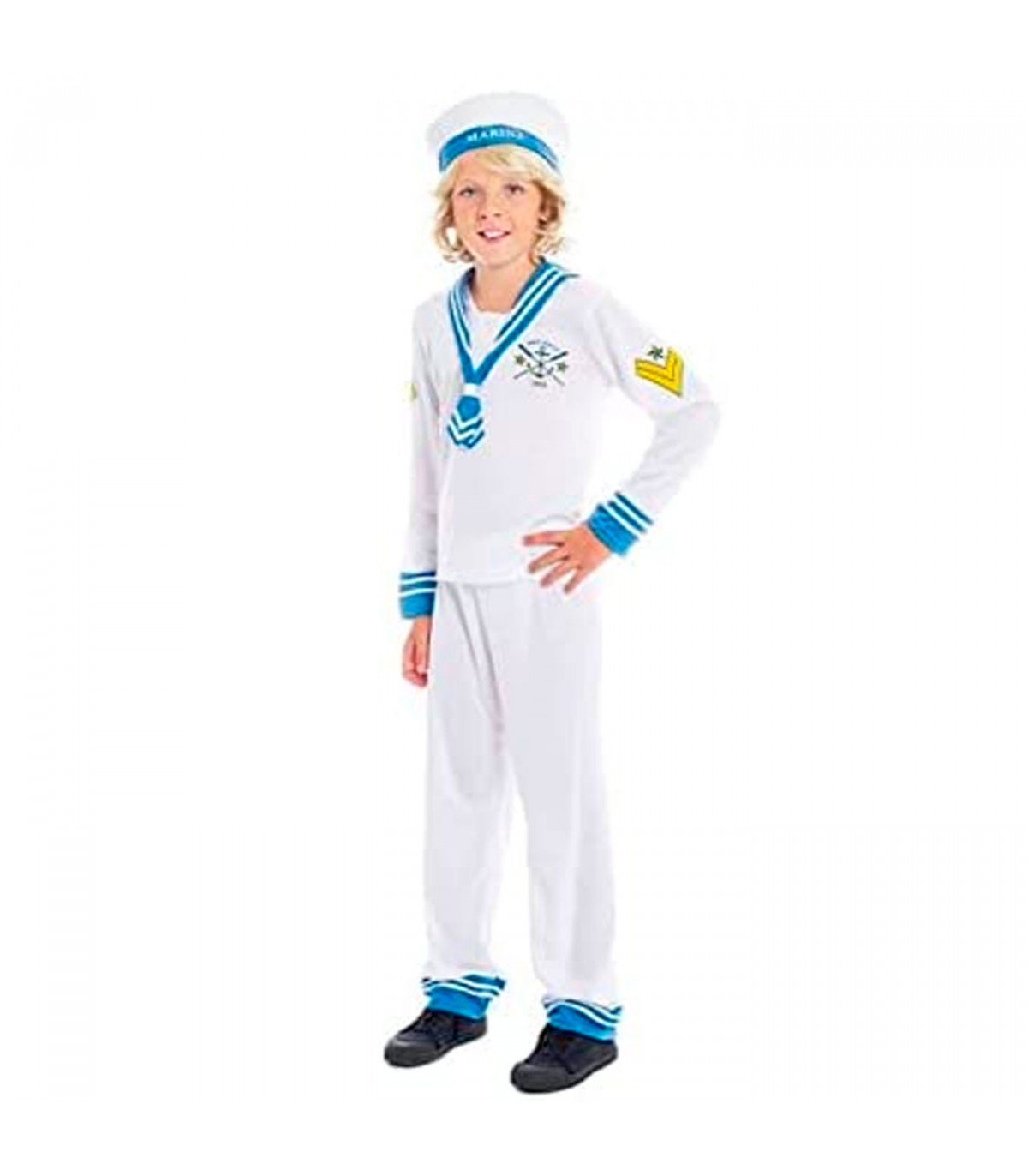 Bourgeon deficiencia Imposible Disfraz de marinero color blanco con detalles azules de 5 - 6 años para las  fiestas carnavales, fiestas, celebraciones.