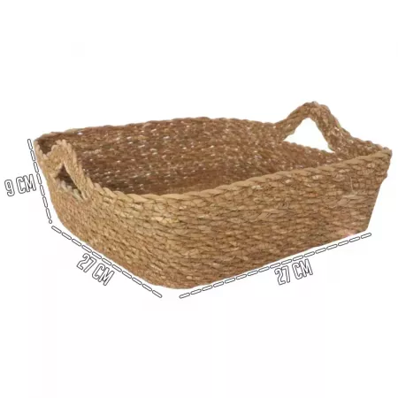 Cesta de mimbre con asas, resistente y versátil 27x27x8 cm Cesta de mimbre con asas, resistente y versátil 27x27x8 cm