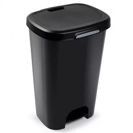 Cubo de basura 50L negro con pedal, resistente y práctico Cubo de basura 50L negro con pedal, resistente y práctico