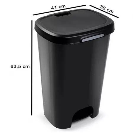 Cubo de basura 50L negro con pedal, resistente y práctico Cubo de basura 50L negro con pedal, resistente y práctico