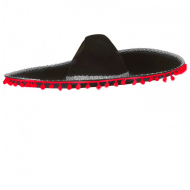 Clásica sombrero mexicano de fieltro color negro, relieve de plata y bolas rojas para jóvenes y adultos para carnaval, halloween y celebraciones. Tamaño 16 x 55 x 55