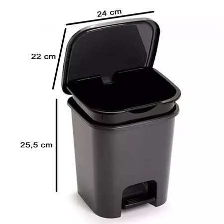 Cubo de basura 7,5L negro con pedal y tapa, compacto España Cubo de basura 7,5L negro con pedal y tapa, compacto España