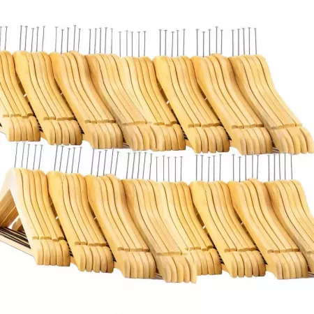 Pack 72 Perchas Madera Robustas con Barra y Gancho Metálico Pack 72 Perchas Madera Robustas con Barra y Gancho Metálico