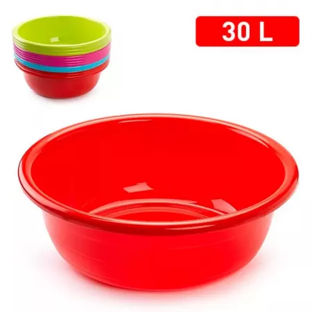 Barreño redondo 30L plástico resistente, colores surtidos Barreño redondo 30L plástico resistente, colores surtidos