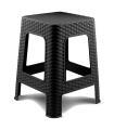 Tradineur - Taburete de plástico Rattan, asiento de 26,5 x 26,5 cm, imitación de mimbre, banqueta multiusos, cocina, salón, fabricado en España (Negro - 45 x 36 x 36 cm)