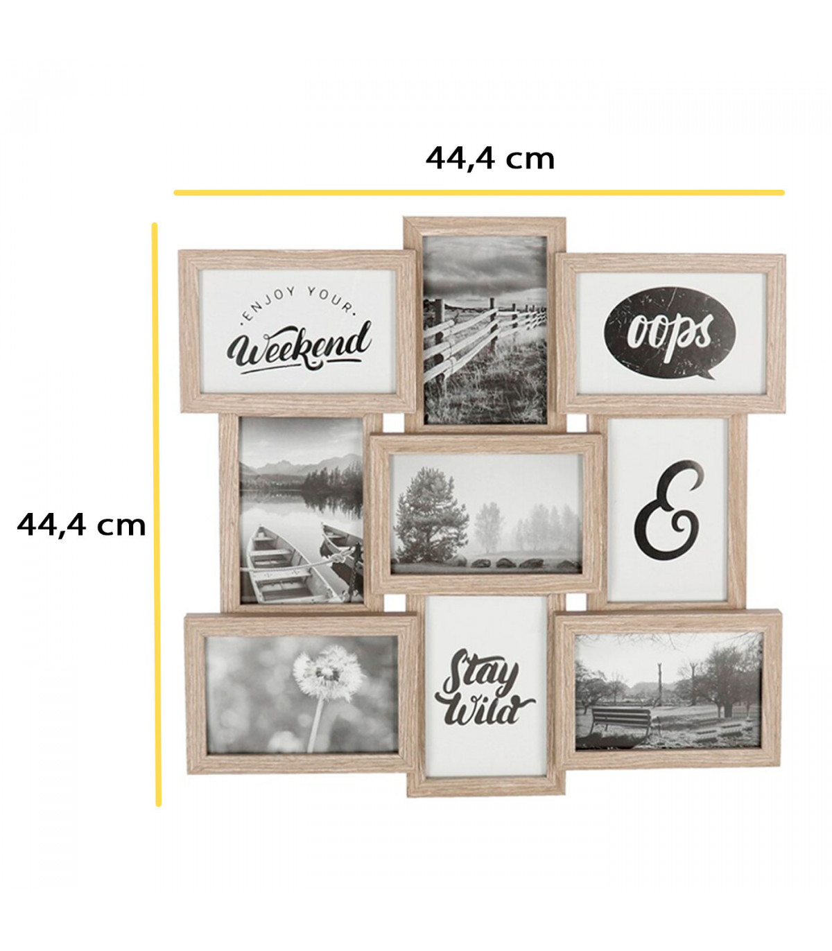 Multimarco de madera, 9 fotos, marco múltiple para fotografías de