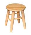 Tradineur - Taburete redondo de madera, banqueta de madera natural sin tratar con reposapiés, asiento para niños, hogar, cocina, salón, 25,5 x 20 cm