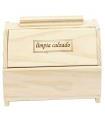 Tradineur - Caja de madera limpia calzado 20,7 x 24,5 x 14,9 cm, recipiente madera para utensilios de limpiar zapatos con asa y tapas a los lados, color aleatorio
