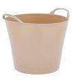 Tradineur - Capazo Multiusos Redondo con Asa - Fabricado en Plástico - Ideal para el Transporte de Objetos - Capacidad de 26 litros - Ø 36 x 30 cm - Color Crema
