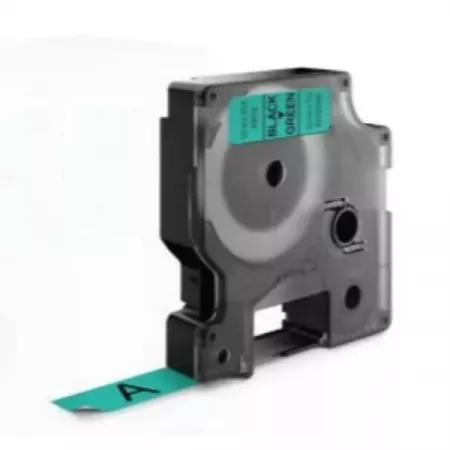 Cinta Adhesiva Dymo D1 Negra/Verde 12mmx7m – Alta Durabilidad Cinta Adhesiva Dymo D1 Negra/Verde 12mmx7m – Alta Durabilidad