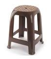 Tradineur - Taburete de plástico con reposapiés, asiento de 26 x 26 cm, banqueta multiusos, cocina, salón, baño, hogar, fabricado en España (Topo, 46,2 x 36,5 x 37 cm)