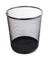 Tradineur - Papelera redonda con rejilla metálica 28 x 26 cm, cubo de basura multiusos, resistente, oficina, colegio, hogar, color aleatorio, negro o gris