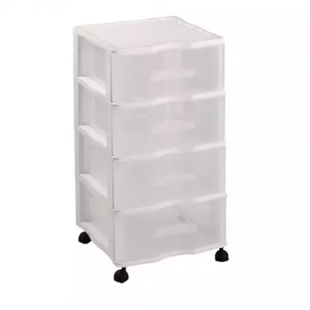 Cajonera 4 Cajones Blanca con Ruedas y Cajones Transparentes Cajonera 4 Cajones Blanca con Ruedas y Cajones Transparentes