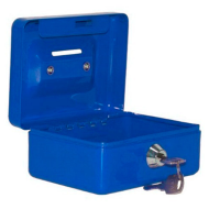 Caja de caudales metálica nº 3 con cerradura de llave, asa y bandeja con compartimentos para dinero, monedas y billetes, 9 x 20 x 16 cm, color aleatorio