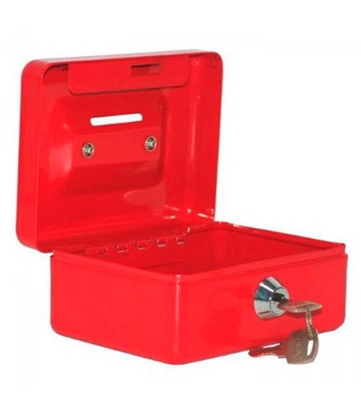 Caja de caudales metálica nº 3 con cerradura de llave, asa y bandeja con  compartimentos para dinero, monedas y billetes, 9 x 20