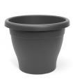 Maceta de plástico redonda Mediterránea gris, 40 cm, 23 litros, para plantas y flores con orificios inferiores. Recipiente, macetero para jardín exterior, terraza, balcón e interior del hogar