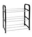 Tradineur - Zapatero de metal y plástico de 3 niveles, soporte para calzado, estantería multiusos para zapatos, recibidor, dormitorio, pasillo - 42 x 40 x 19 cm - Modelo aleatorio