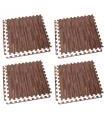 Tradineur - Pack de 4 baldosas de goma eva, grosor de 1 cm, esterilla, puzzle para suelo de gimnasio, fitness, yoga, alfombrilla de protección espuma (Imitación madera oscura, 62 x 62 cm)