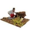 Tradineur - Figura de caganer para Belén, resina y corcho, cagón decorativo para nacimiento, pesebre, Navidad, adorno divertido tradicional, 5 x 10,7 x 7,5 cm