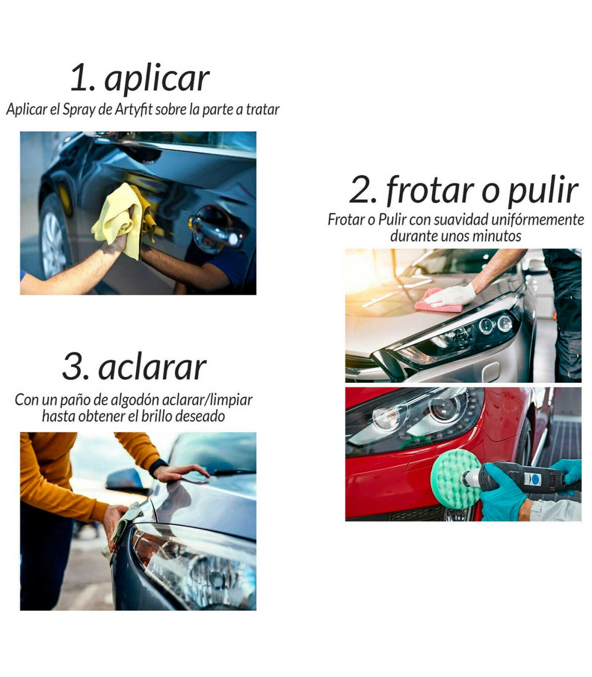 Artyfit - Cera limpiadora de coche en seco, limpieza sin agua, rápida y  profesional de carrocería de vehículos, abrillantador, 6