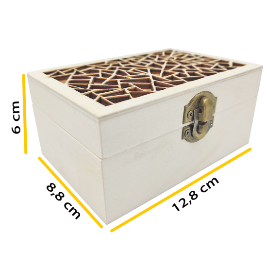 Caja de madera natural con cierre metálico, cofre sin tratar para decorar,  almacenaje objetos de valor, joyas, manualidades, 6,5