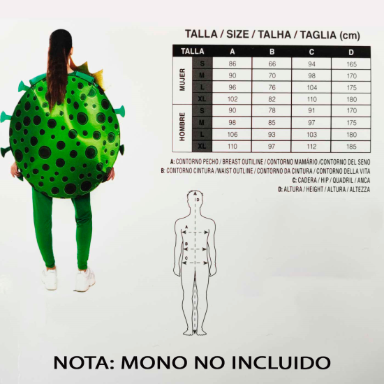 Tradineur - Disfraz de virus mortal para adulto - Fabricado en