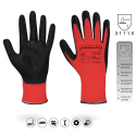 Guantes rojos de trabajo de nylon y nitrilo resistente, protección