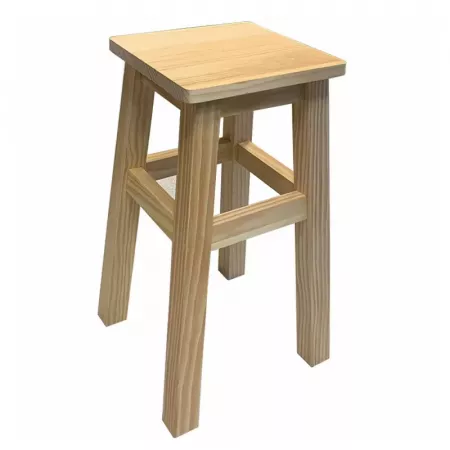 Taburete redondo de pino natural 48,5x28x28 cm, 4 patas Taburete redondo de pino natural 48,5x28x28 cm, 4 patas
