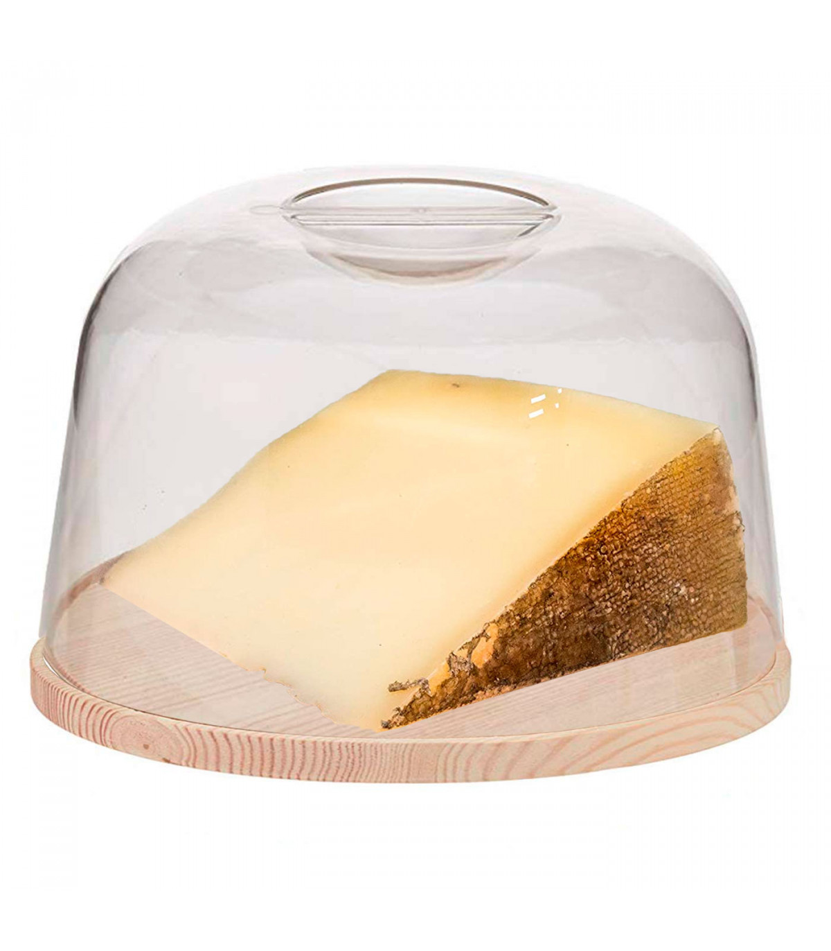 Artema - Quesera redonda, tapa transparente de metacrilato y base de  madera, recipiente para guardar queso o embutidos, 22 cm