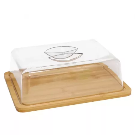 Quesera rectangular con base de bambú segura e higiénica Quesera rectangular con base de bambú segura e higiénica