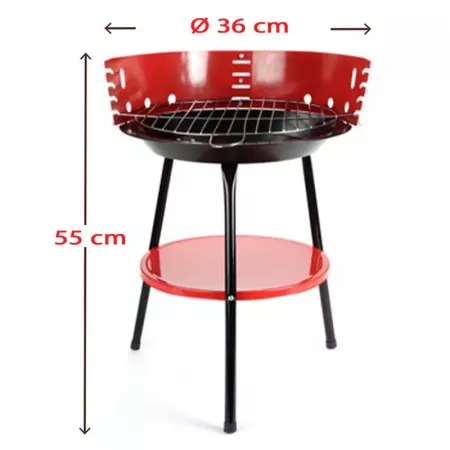 Barbacoa portátil de hierro 36 cm para camping y carbón Barbacoa portátil de hierro 36 cm para camping y carbón