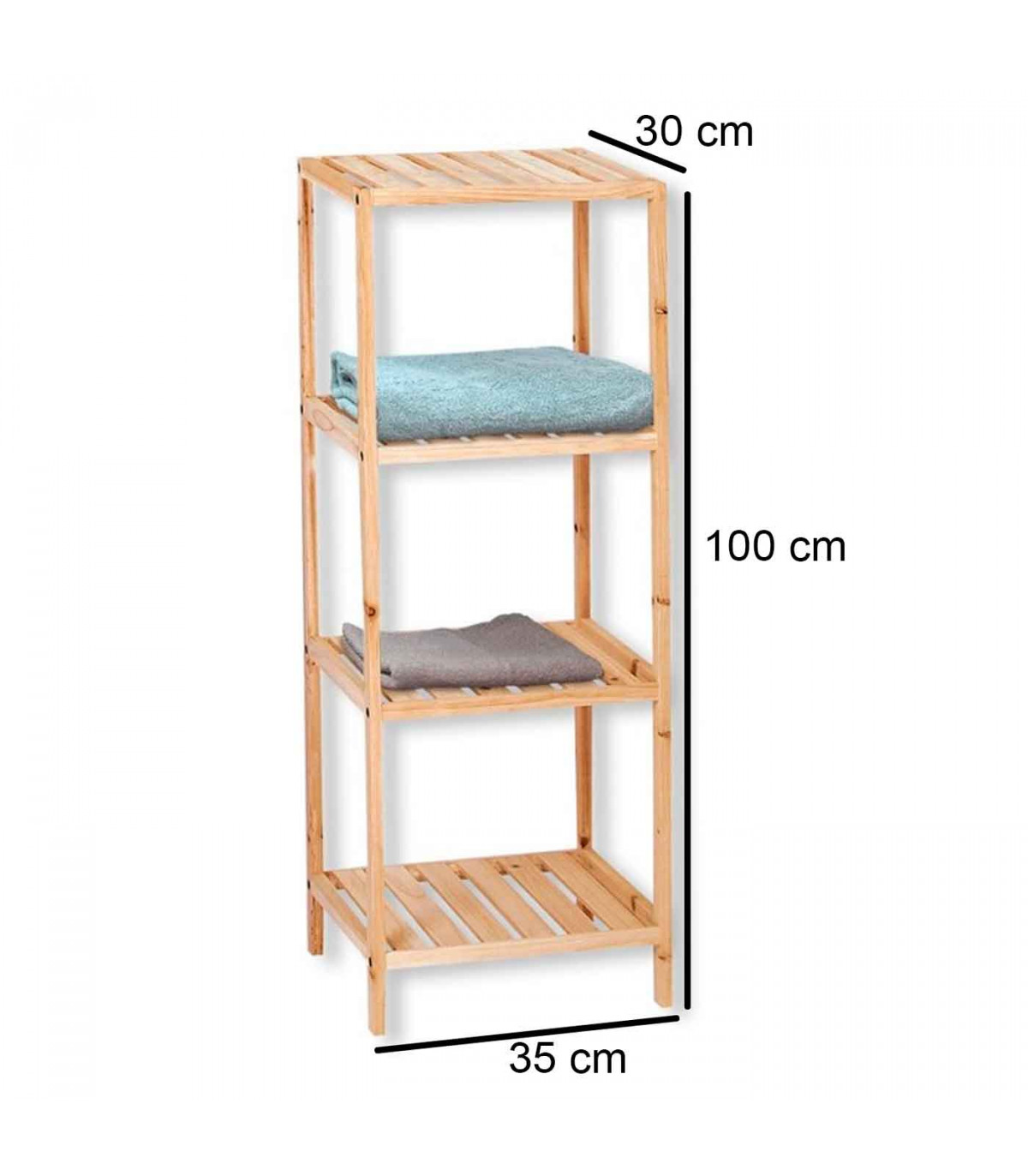 Estantería de madera, 4 niveles, soporte de 4 estantes, con instrucciones, fácil montaje, 100 x 35 x 30 cm
